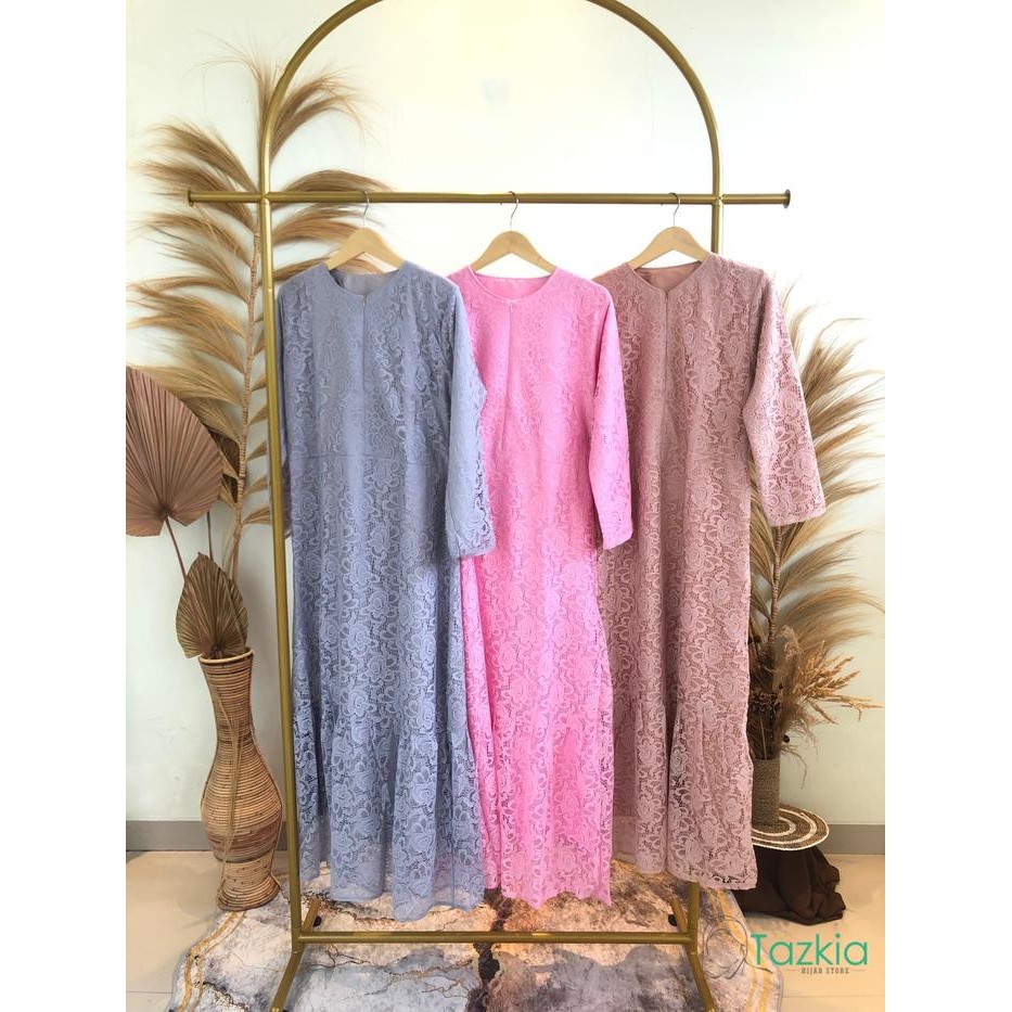 Dress Muslim Wanita Gamis Malika Brokat Tazkia Hijab Store