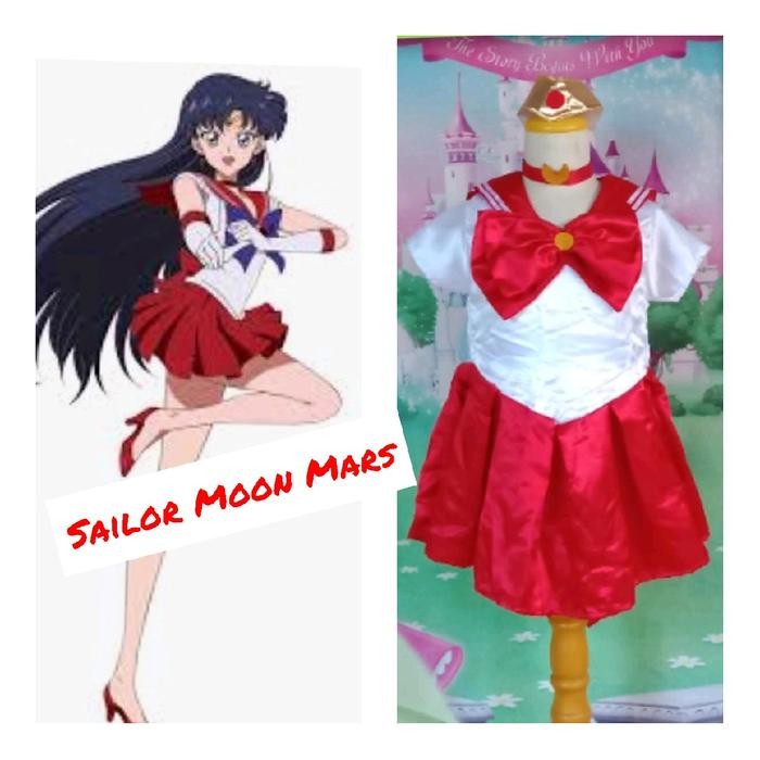 ORIGINAL Mars Sailormoon Merah/Baju Kostum Anime/Sailor Moon Size Anak Dan Dewasa/ Cosplay Sailor