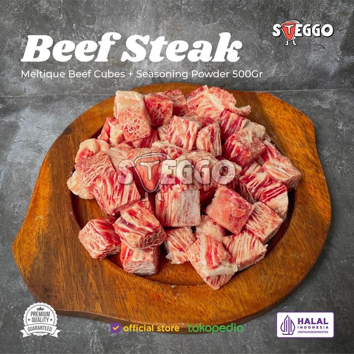 

Pilihan- 1/2 Kg Sugoi Beef Steak / Saikoro / Cube Steak Stegghome By Steggo