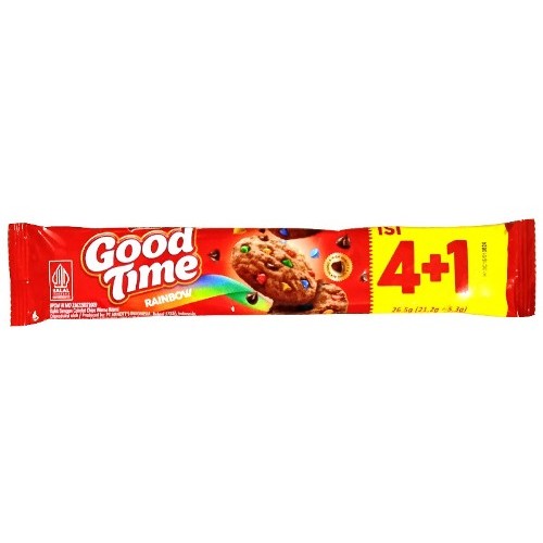 

S72607 GOOD TIME RAINBOW CHOCOCHIPS COOKIES 26.5GR PLASTIK MAJU BERSAMA (20250910)