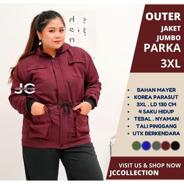 JUMBO JAKET PARKA WANITA HOODIE +KANTONG TEBAL NYAMAN LD 130 best seller