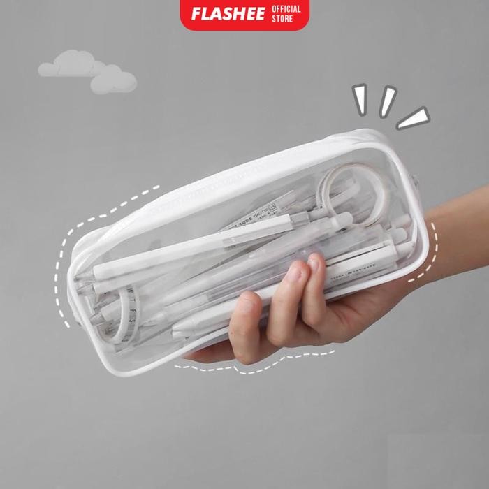 

New Flashee Tempat Pensil Transparan Multifungsi Pouch Make Up Dompet Serbaguna Organizer Kotak