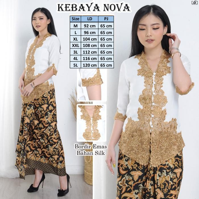 Pilihan- Atasan Kebaya Modern Mewah Warna Putih Bordir Emas Elegan Cantik Terbaru Kabaya Wanita