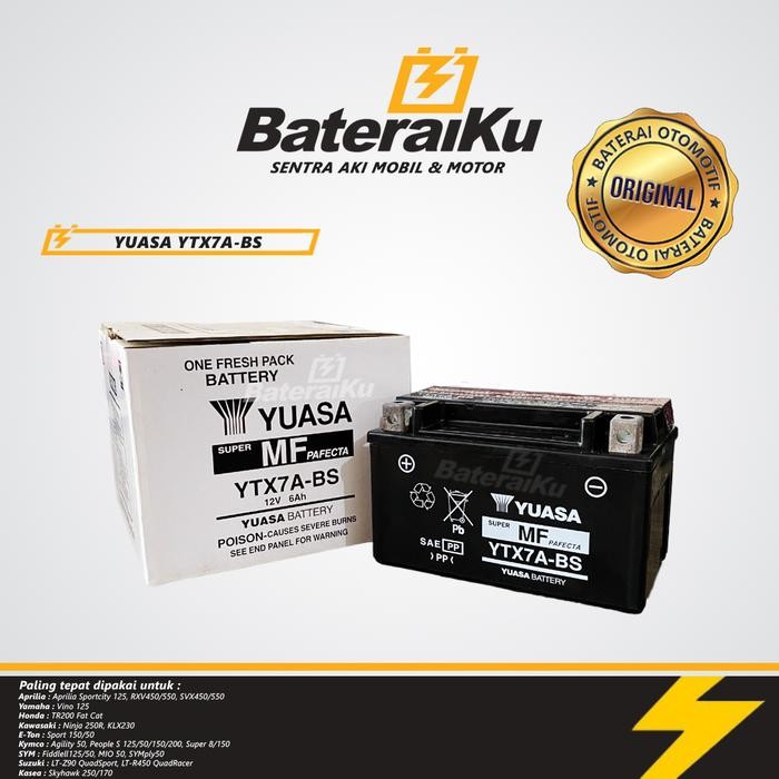 Ready Aki Yuasa YTX7A BS MF Aki Import Aki Kering Aki Motor Ninja 250R, Sportcity 125, Agility 50,