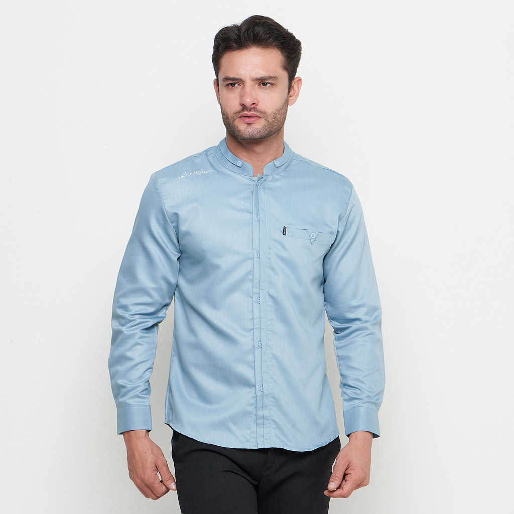 Baju Koko Pria Lengan Panjang Antasena Warna Biru Muda