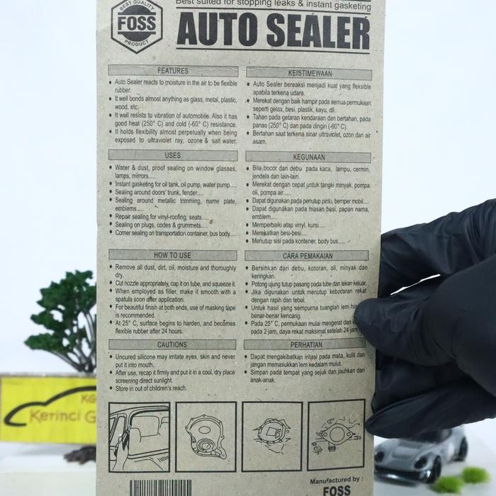 FOSS HITAM 70GR AUTO SEALER LEM GASKET PEREKAT BESI PLASTIK KACA KAYU HIGH TEMPERATUR