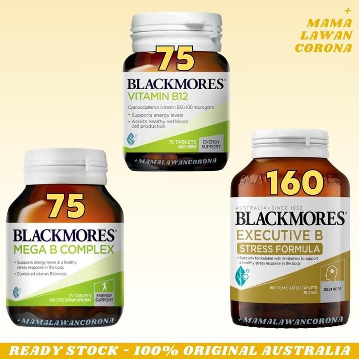 ORIGINAL Blackmores Vitamin B12 B 12 / Mega B Complex 75 Tablets / Executive B Stress Formula 160