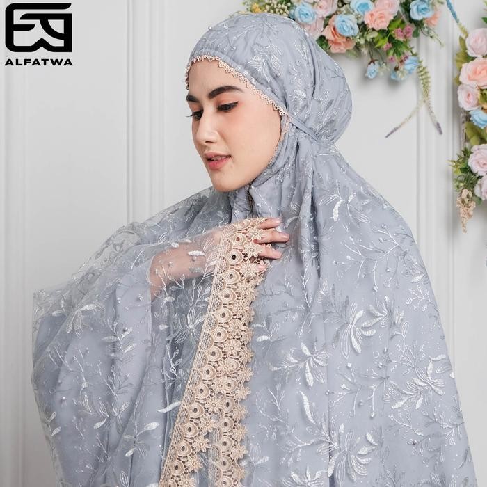 ALFATWA - Mukena Sutra Brokat Renda Mewah Atasan Bawahan Dewasa
