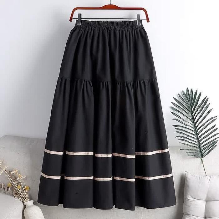 Midi Flare Skirt Rok Payung Panjang Bahan Wollycrepe