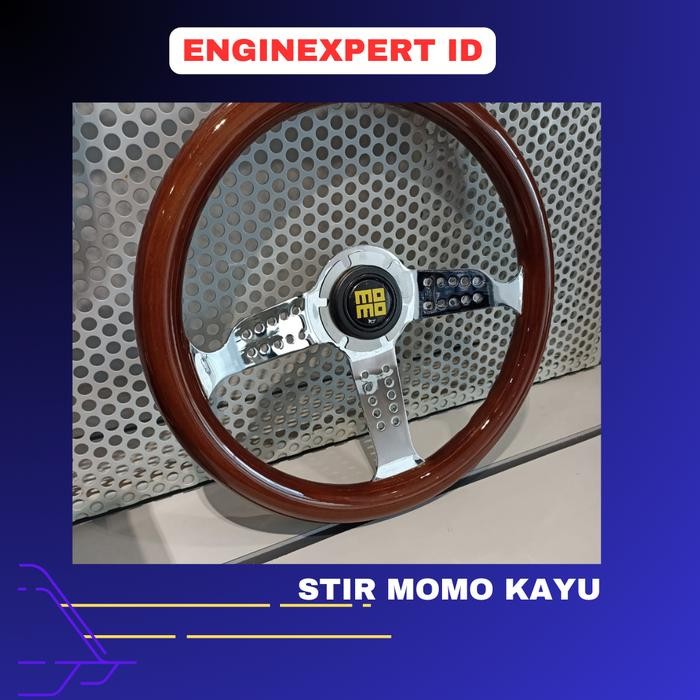 Steering Wheel Momo / Stir Momo Kayu Palang Silver