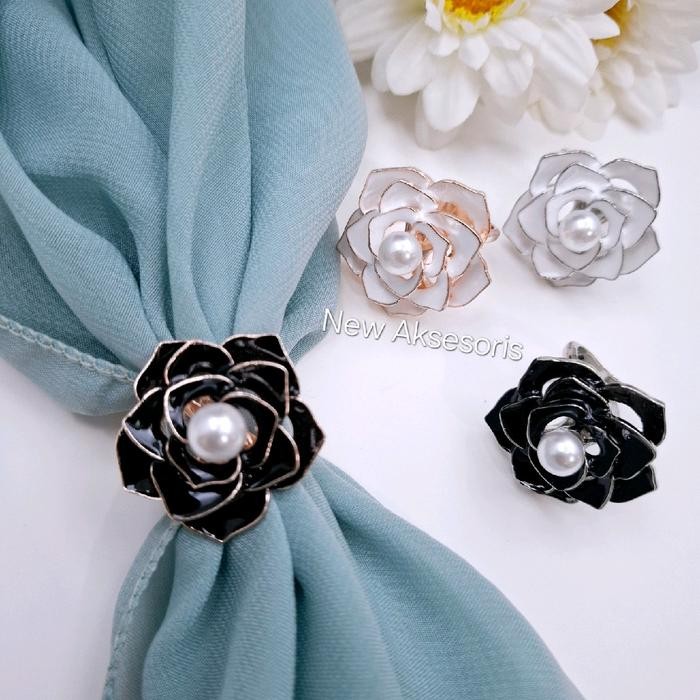 DISKON Bros Ring Cincin Jilbab Kerudung Segi Empat Fashion Hijab Wanita Muslim Mewah dari Aloy Tahan
