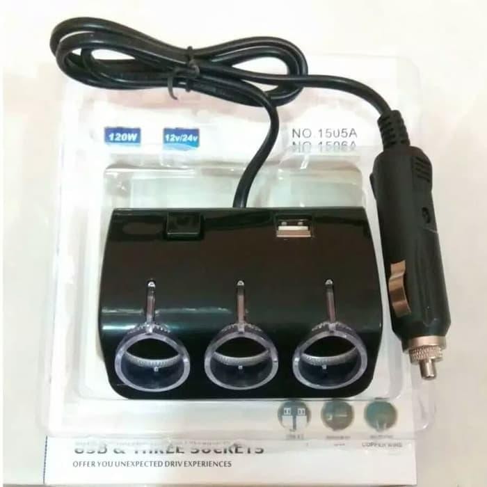 Colokan Lighter Mobil 3 Lubang Usb Casan Charger Hp Tablet Handphone