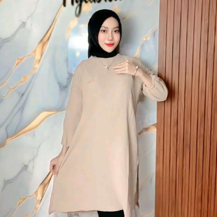 KirimCpT- Long Tunik / Atasan Wanita /Tunik Muslim / Baju Wanita /Long Tunik Polos Jumbo Busui