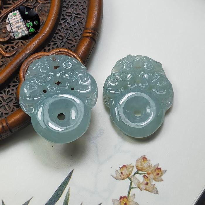 Kalung Liontin Giok Burma Green Pixiu Koin + sertifikat