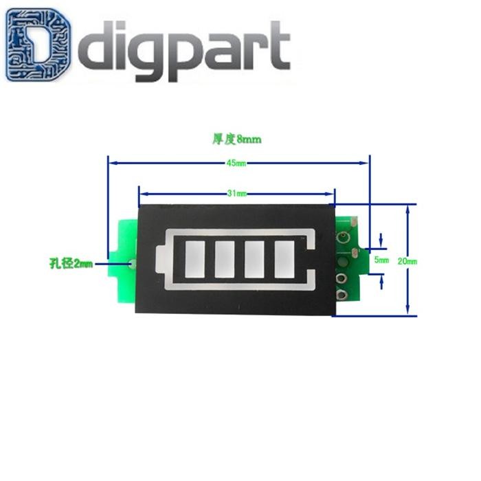 GASC.O- Indikator Kapasitas Baterai Lithium 12.6V 3S 3 Seri Biru Power Baterai