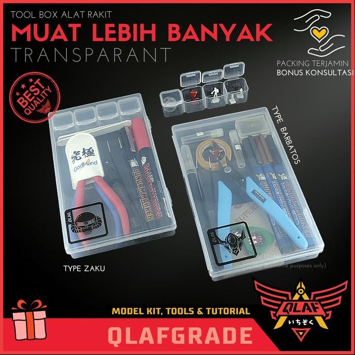 Tool Box Alat Rakit - Kotak Penyimpanan Transparant Compartment Model Kit Gundam Tools Berkualitas