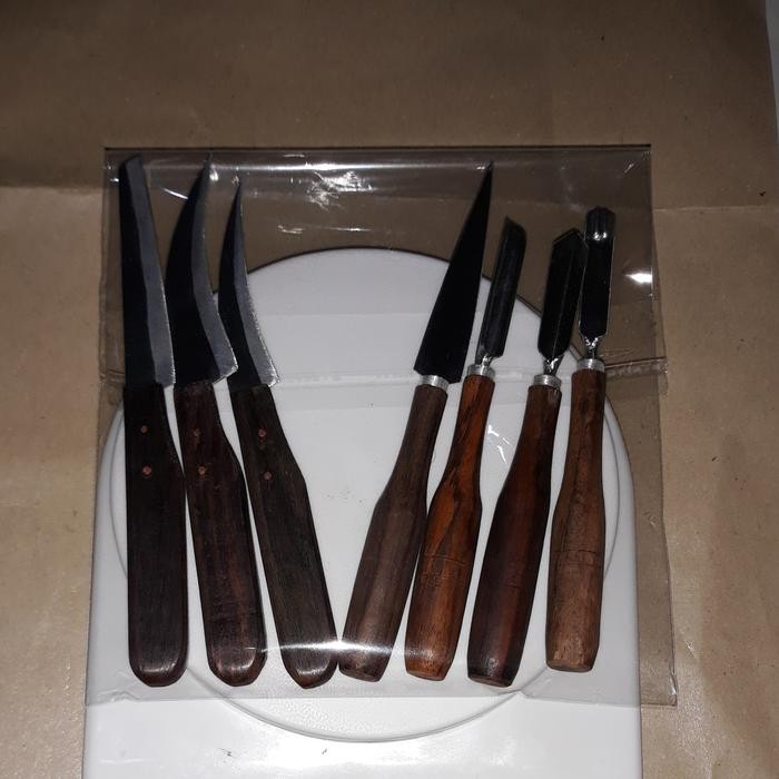 Pisau Garnish Isi 7 / Pisau Ukir Buah 1 Set Isi 7 Pcs Kayu Promo 