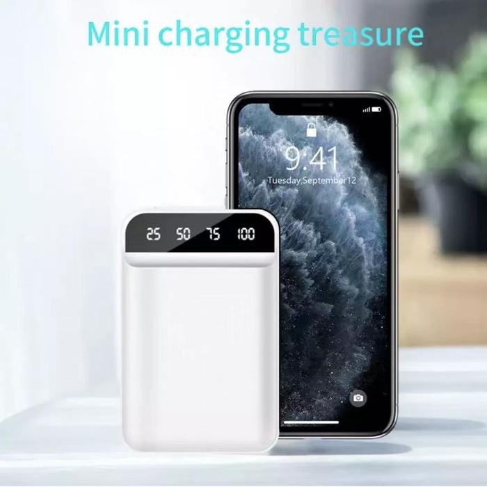 hyjk- Lentiven Powerbank 20000 Mah Cute Mini Kartun Mirror Screen Digital Display Powerbank