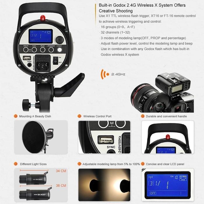 hw5f- Godox Sk400Ii Studio / Godox Flash Sk400Ii / Godox Sk400Ii / Sk400Ii