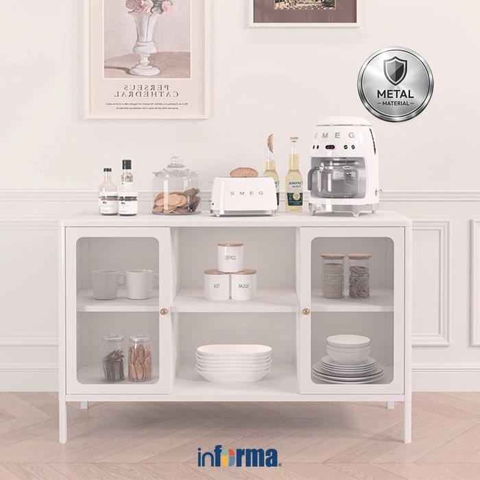 Sale Informa Lanvin Kabinet 2 Pintu - Putih Bufet Dapur Rak Piring Tempat Penyimpanan Lemari Dapur