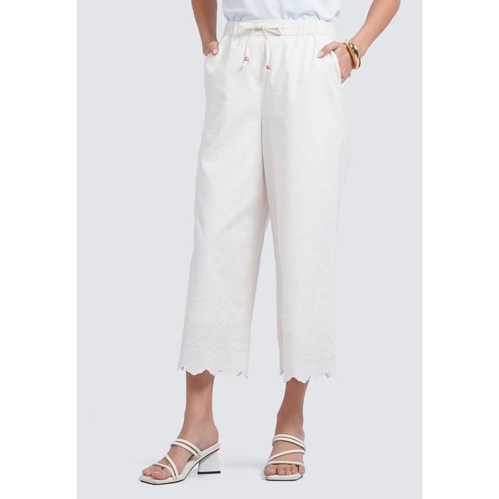 Et Cetera Drawstring Pants with Wavy Hem ECRU - ECRU, 4