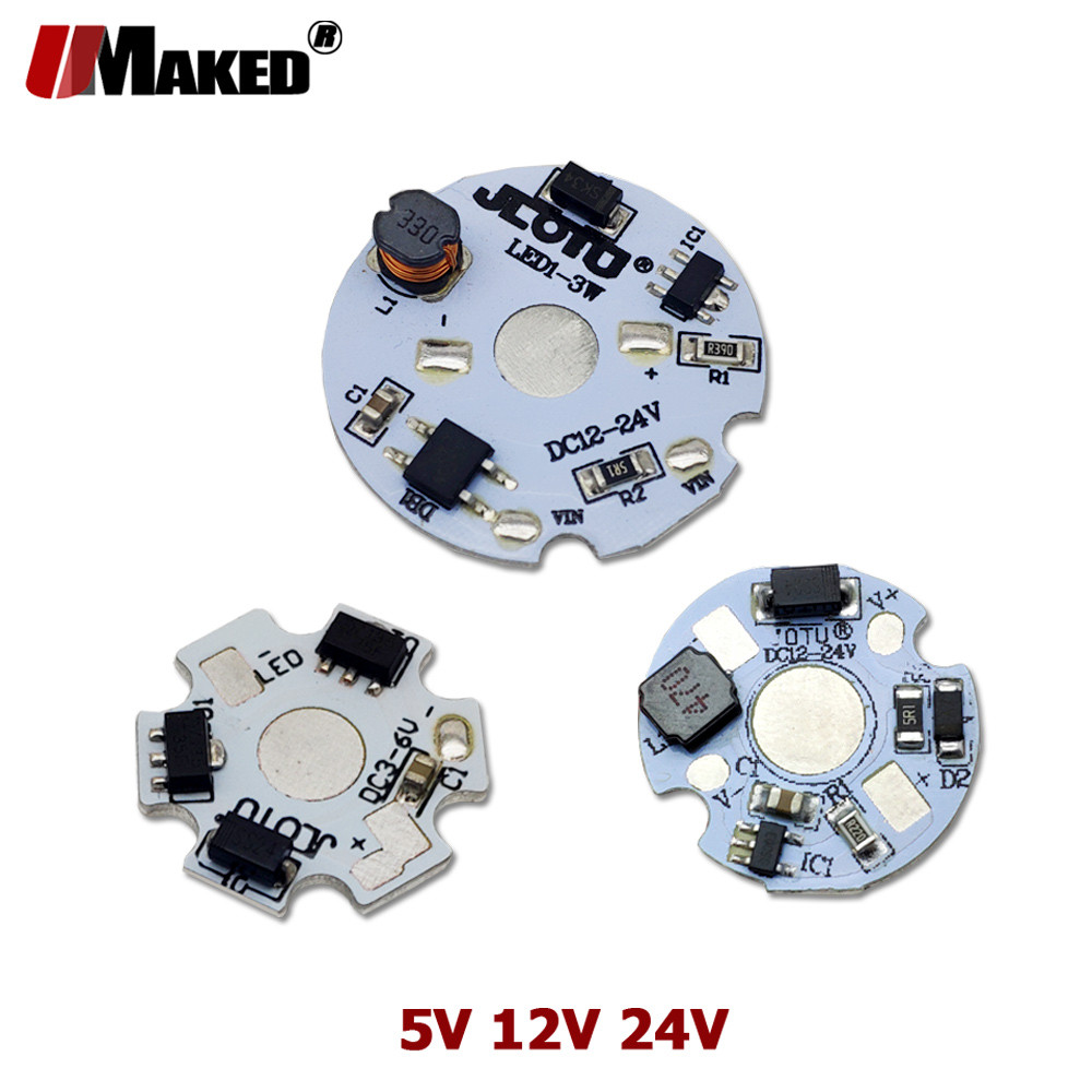 High Power LED PCB Plate input DC3-6V 5-12V 12-24V 1LED Aliminum Heatsink PCB LED Model 1W 3W for