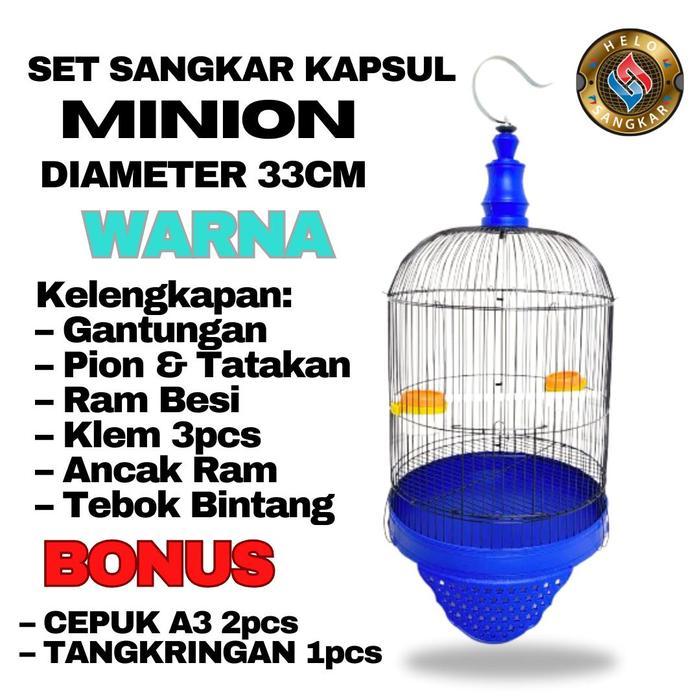 SET SANGKAR LOVEBIRD MINION TANGGUNG BINTANG OVAL / KAPSUL BESI IMPORT KANDANG LOVEBIRD SANGKAR