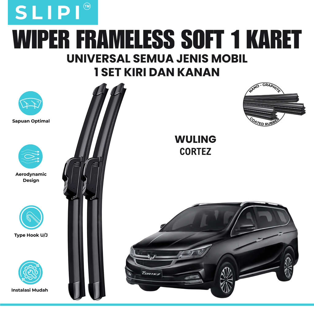 Wiper Wuling Cortez Frameless Kaca Depan Mobil