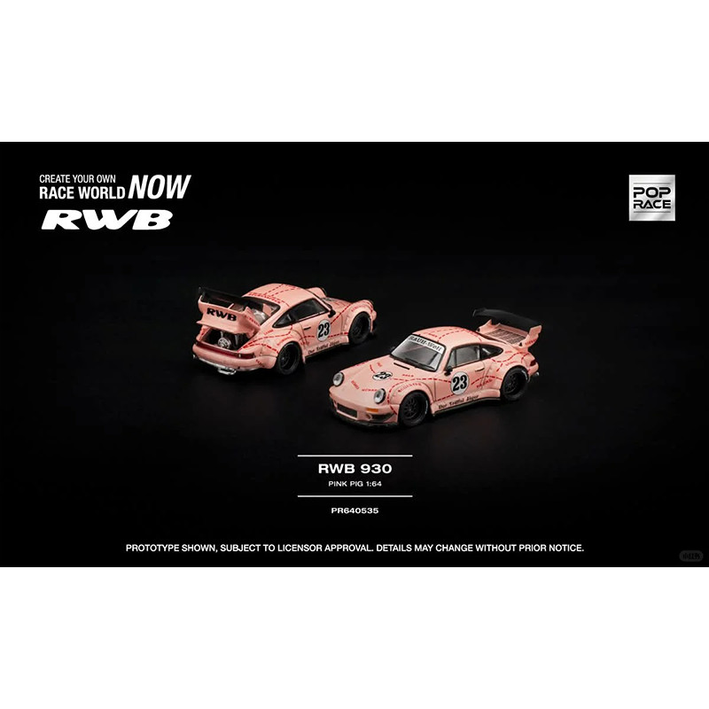 New Xcartoys 1:64 Porsche Rwb 930 Pink Pig Simulation Alloy Die-Casting Car Model Collection And