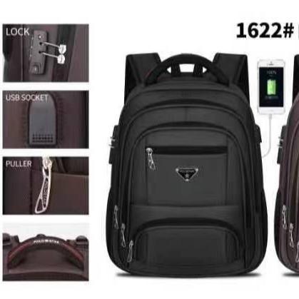 POLO STAR Tas Ransel Laptop Backpack Pria Wanita Sekolah Tas Punggung Laptop Gembok USB Port