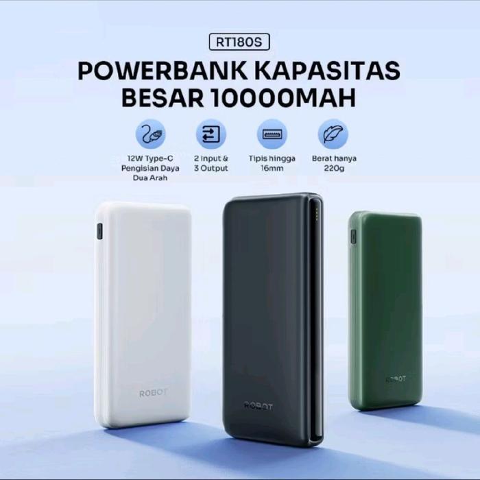 robot rt180s powerbank 10000mah / powerbank robot 10000mah rt180s / powerbank 10000mah robot rt180s