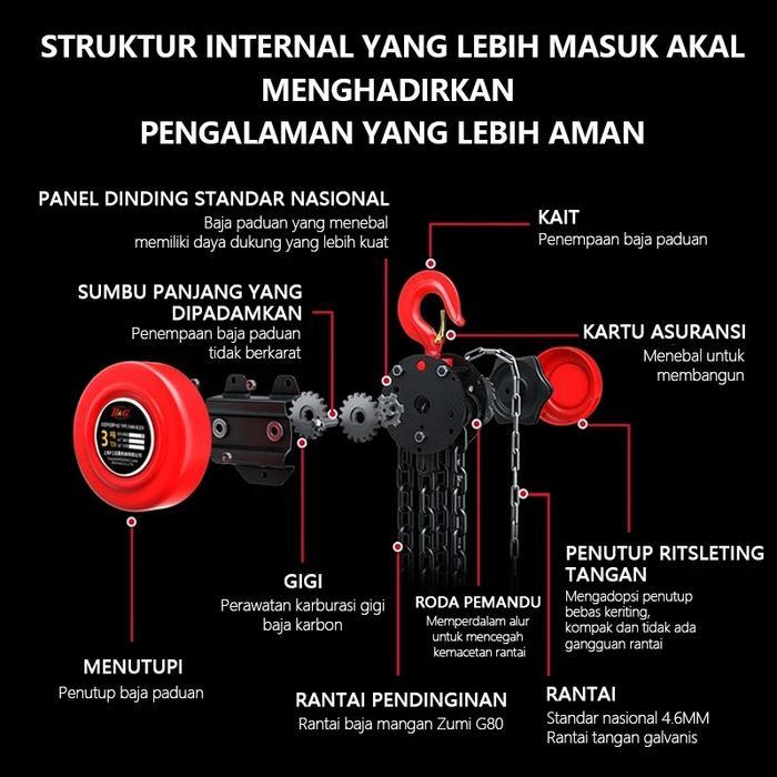 Chain Block Heavy Duty Chain Block 1ton 2ton Katrol Angkat Takel Katrol Kerekkan Manual Takel Chain
