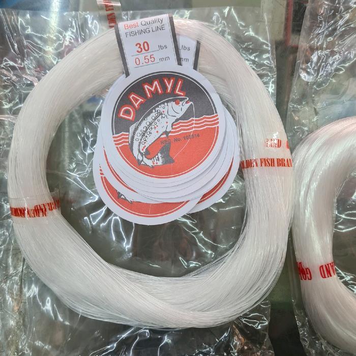 senar pancing damyl warna clear 1pack isi 10 roll ukuran 10lbs/20lbs/30lbs/40lbs/50lbs