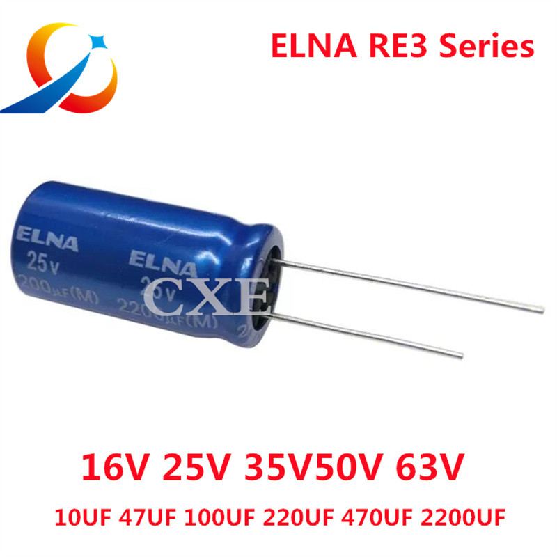 10PCS ELNA RE3 Series HiFi Audio Capacitor 16V 25V 35V 50V 0.1UF 10uF 22uF 47uF 100uF 220uF 470uF