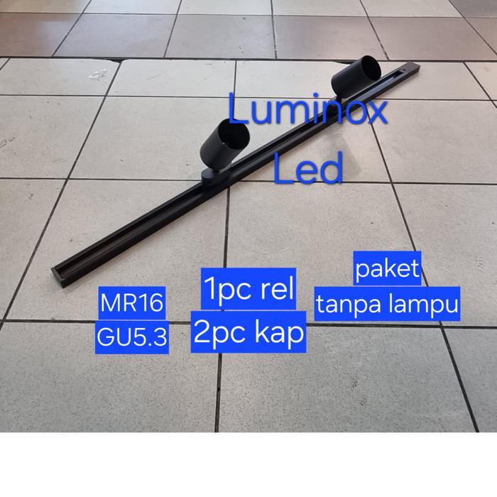 PAKET 2LAMPU MR16 TRACK REL 1METER / SPOTLIGHT REL MR16 GU5.3 + REL 1M