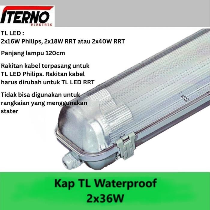 Kap Lampu Waterproof 2x36 2x36W TL LED 2x16W IP65