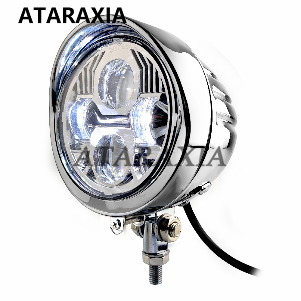 Led Motorcycle Custom Vintage 4.5" Led Headlight Spot Lamp Lighting For Harley Softail Chopper