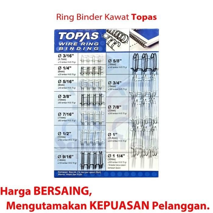 

Ring Binder Kawat Topas Folio 3/8" / 9,5 Mm 38 Wire Ring Binding 3:1