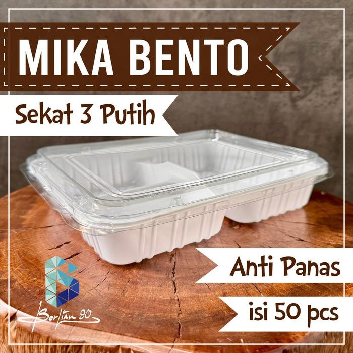Box Bento Sekat 3 / Tray Bento Sekat Anti Panas / Mika Bento Sekat 3 Food Grade