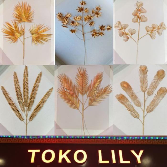 Bisa E-Katalog! Artificial Gold Flower / Bunga Plastik Emas / Bunga Palsu Toko Lily