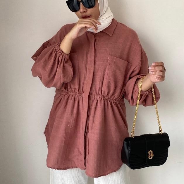 Blouse serut pinggang Baju Tangan Karet