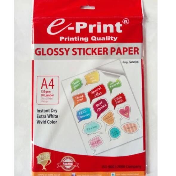 

Pilihan- Kertas Foto E-Print Sticker Glossy Paper 135 Gsm