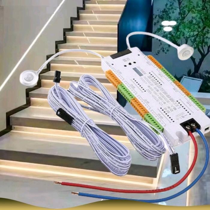 Lampu strip sensor gerak tangga LED fleksibel pengontrol otomatis