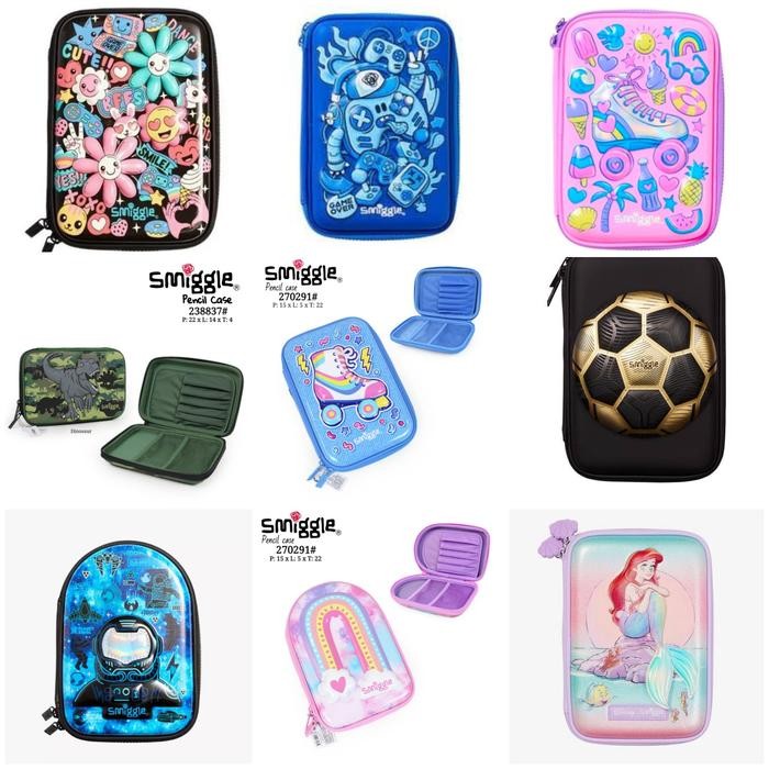 

SMIGGLE HARD TOP PENCIL CASE BOLA, ARIEL, RAINBOW, FLOWER, DINO/ KADO