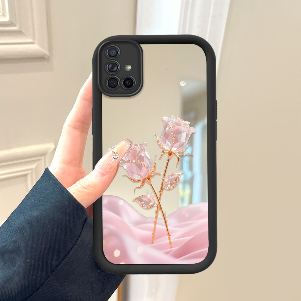 Casing Hp Untuk Compitable With Samsung Galaxy A71 Cermin Softcase Case Phone Kesing Bunga 1172 JZ