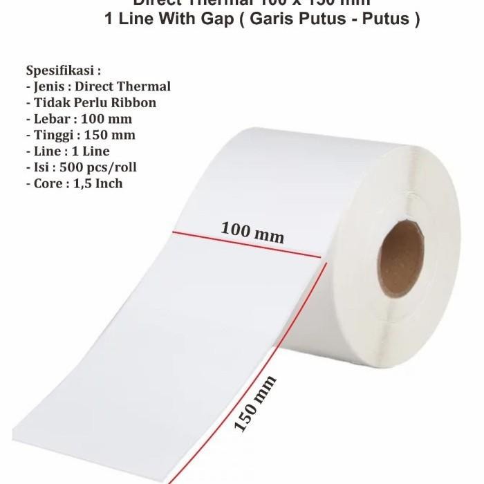 

500 Lembar Label Barcode 100 X 150 Mm Kertas Sticker Thermal 10 X 15Cm