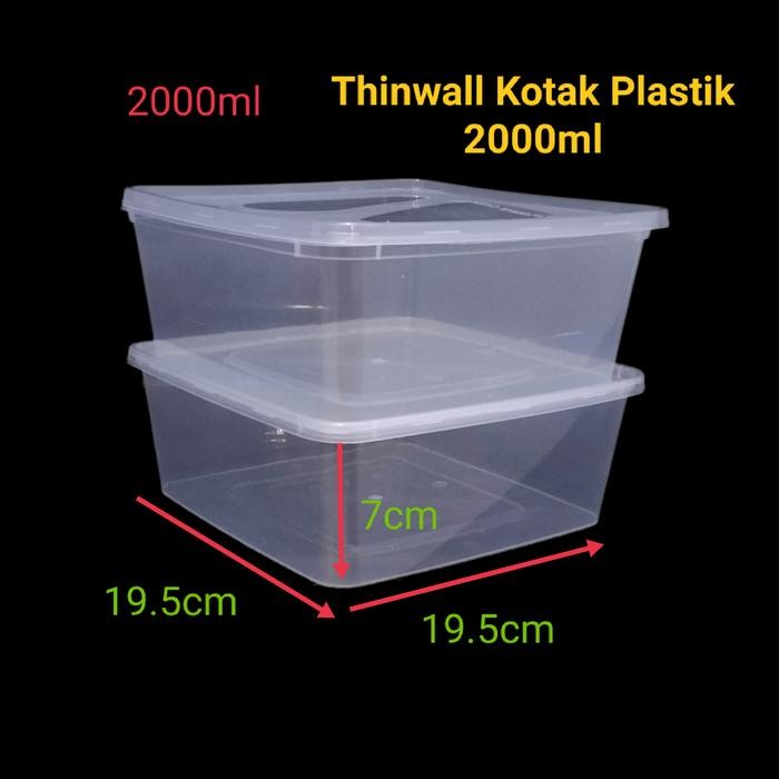 

Thinwall square kotak 2000ml Tebal (25pcs)
