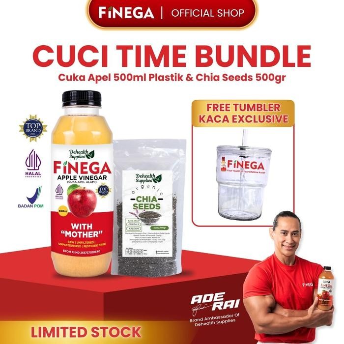

ORIGINAL (CUCI TIME) BUNDLING CUKA APEL 500ML PLASTIK DAN C 500GR FREE TUMBLER KACA READY STOCK