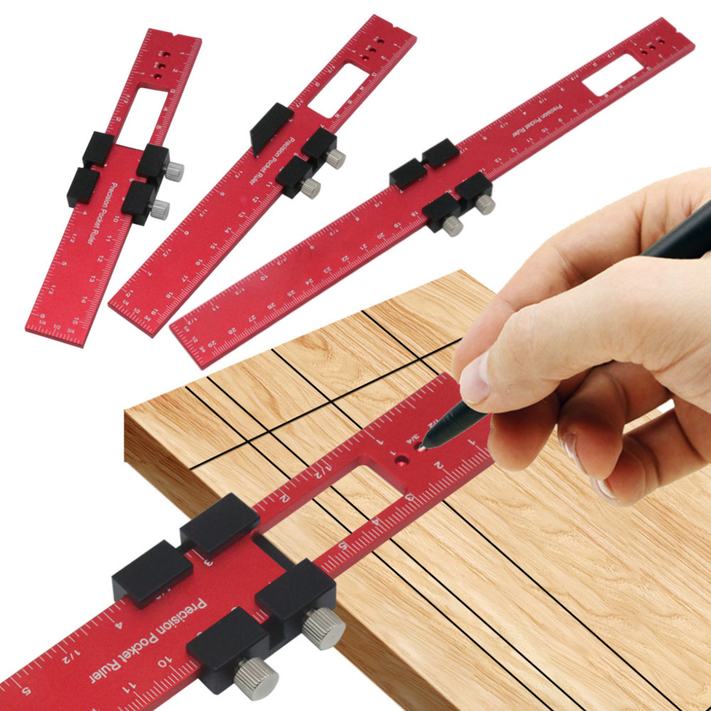 Woodworking Precision Pocket Ruler Aluminum Slide Ruler Inch and