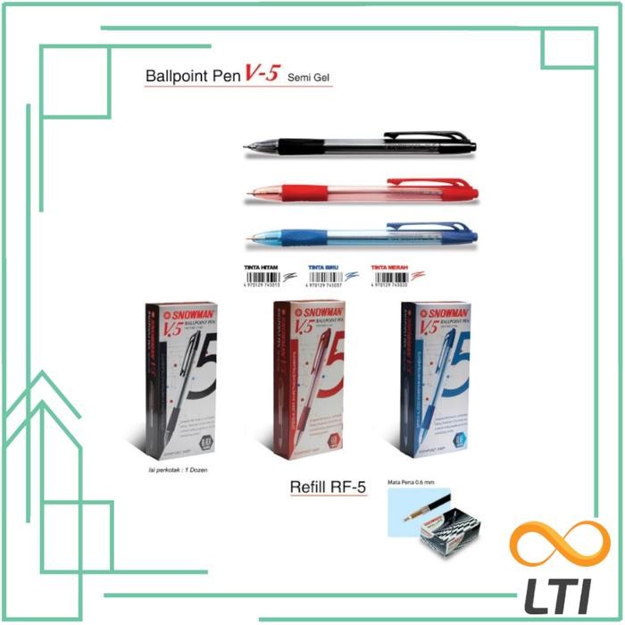 

OJ Ballpoint / Pulpen / Bolpen SNOWMAN Termurah V-5 Semi Gel- HITAM